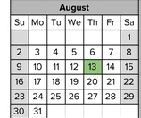 District School Academic Calendar for Greene (leroy F.) Middle for August 2026