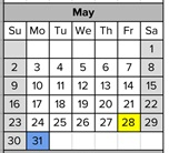 District School Academic Calendar for Greene (leroy F.) Middle for May 2027