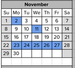 District School Academic Calendar for Greene (leroy F.) Middle for November 2026