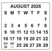 District School Academic Calendar for Alcova Elementary for August 2026