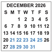 District School Academic Calendar for Alcova Elementary for December 2026