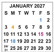 District School Academic Calendar for Alcova Elementary for January 2027