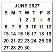 District School Academic Calendar for Alcova Elementary for June 2027