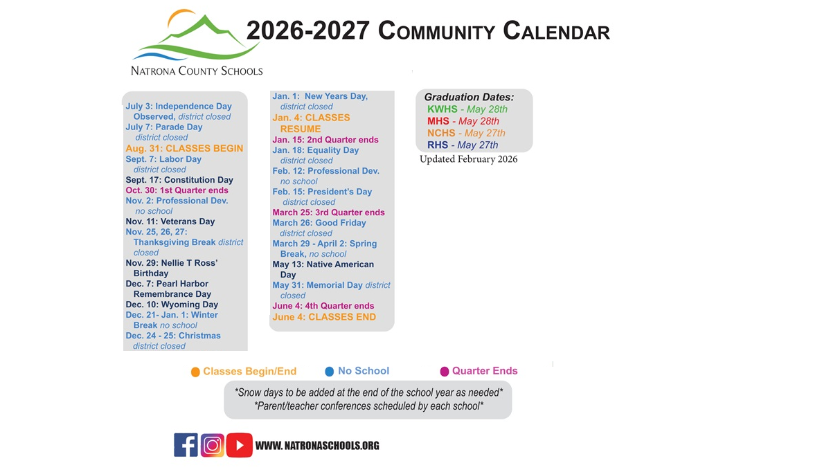 District School Academic Calendar Key for Alcova Elementary