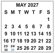 District School Academic Calendar for Alcova Elementary for May 2027