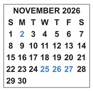 District School Academic Calendar for Alcova Elementary for November 2026