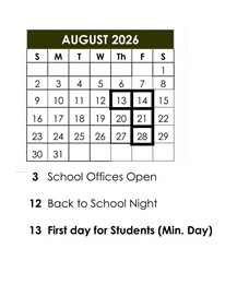District School Academic Calendar for DR. J. Michael Mcgrath Elementary for August 2026