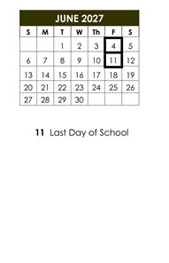District School Academic Calendar for DR. J. Michael Mcgrath Elementary for June 2027
