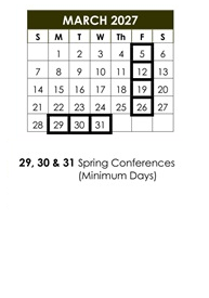 District School Academic Calendar for DR. J. Michael Mcgrath Elementary for March 2027