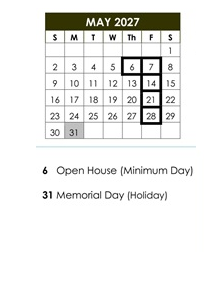 District School Academic Calendar for DR. J. Michael Mcgrath Elementary for May 2027
