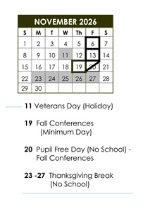District School Academic Calendar for DR. J. Michael Mcgrath Elementary for November 2026