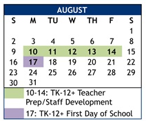 District School Academic Calendar for Corona Del Mar High for August 2026