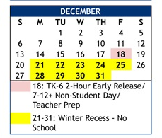 District School Academic Calendar for Corona Del Mar High for December 2026