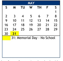 District School Academic Calendar for Corona Del Mar High for May 2027