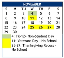 District School Academic Calendar for Corona Del Mar High for November 2026