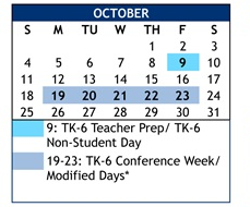 District School Academic Calendar for Corona Del Mar High for October 2026