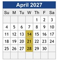 District School Academic Calendar for Niles North High School for April 2027
