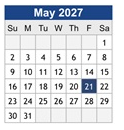 District School Academic Calendar for Niles North High School for May 2027