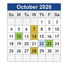District School Academic Calendar for Niles North High School for October 2026
