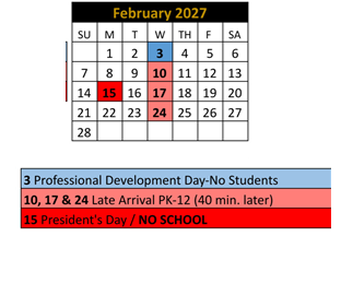 District School Academic Calendar for Noblesville High School for February 2027