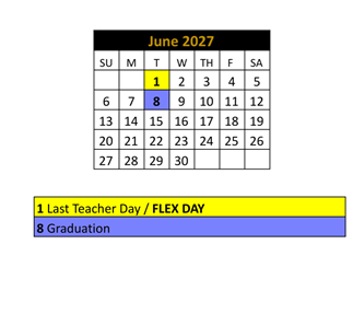 District School Academic Calendar for Noblesville High School for June 2027