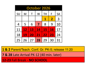 District School Academic Calendar for Noblesville High School for October 2026