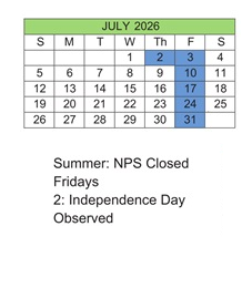 District School Academic Calendar for Northside Middle for July 2026