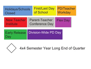 District School Academic Calendar Legend for Northside Middle