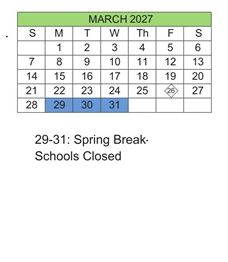 District School Academic Calendar for Northside Middle for March 2027
