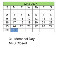 District School Academic Calendar for Northside Middle for May 2027