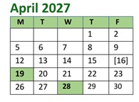 District School Academic Calendar for Spring Mountain Elementary School for April 2027