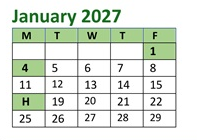 District School Academic Calendar for Spring Mountain Elementary School for January 2027