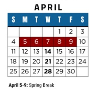 District School Academic Calendar for Canyon Park Jr High for April 2027