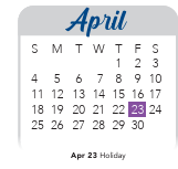 District School Academic Calendar for Clark High School for April 2027
