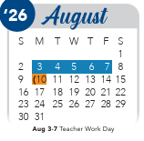District School Academic Calendar for Clark High School for August 2026