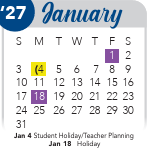 District School Academic Calendar for Clark High School for January 2027