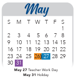 District School Academic Calendar for Clark High School for May 2027