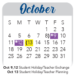 District School Academic Calendar for Clark High School for October 2026