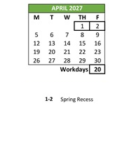 District School Academic Calendar for Johnston (D. D.) Elementary for April 2027