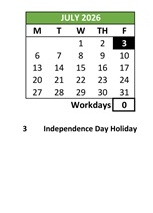District School Academic Calendar for Johnston (D. D.) Elementary for July 2026