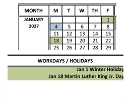 District School Academic Calendar for Marin School Of Arts And Technology for January 2027