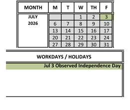 District School Academic Calendar for Marin School Of Arts And Technology for July 2026
