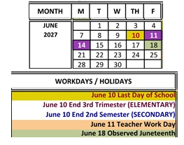 District School Academic Calendar for Marin School Of Arts And Technology for June 2027