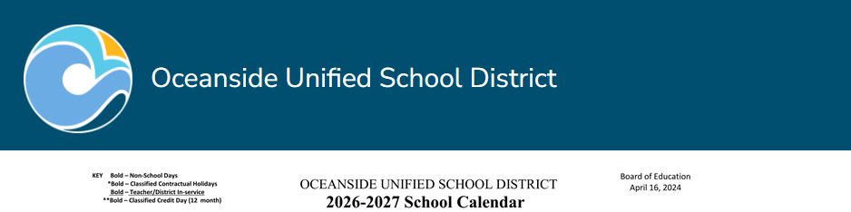 District School Academic Calendar Key for Pacific View Charter