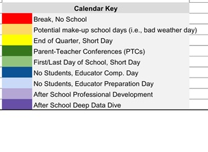District School Academic Calendar Legend for Project Surpass-day Treatment