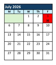 District School Academic Calendar for Swansboro High for July 2026