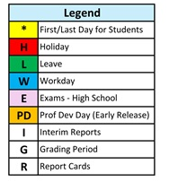 District School Academic Calendar Legend for Swansboro High
