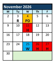 District School Academic Calendar for Swansboro High for November 2026