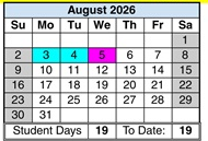 District School Academic Calendar for Corona Elementary for August 2026