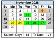 District School Academic Calendar for Corona Elementary for November 2026